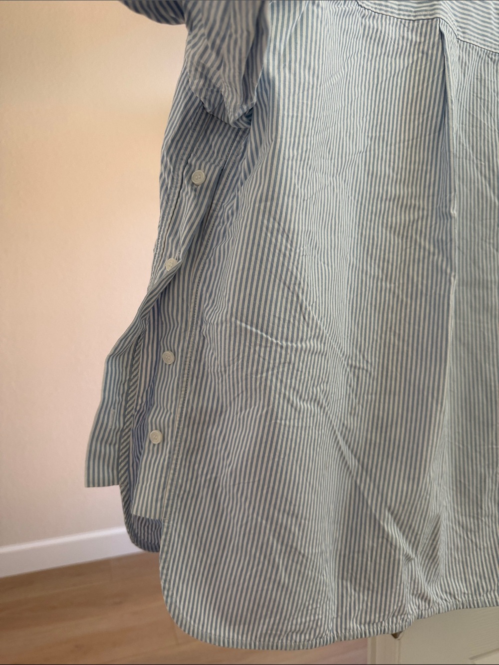 COS Light Blue and White Stripe Cotton Button-Down Shirt - Picture 6 of 6